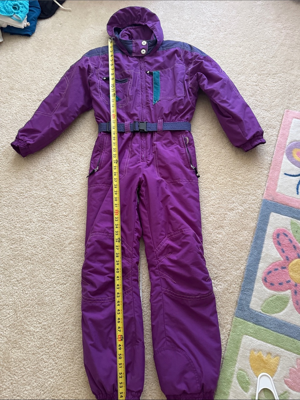 Obermeyer Purple Kids One-Piece Ski Suit with Teal Accent 16 or ladies XS/S